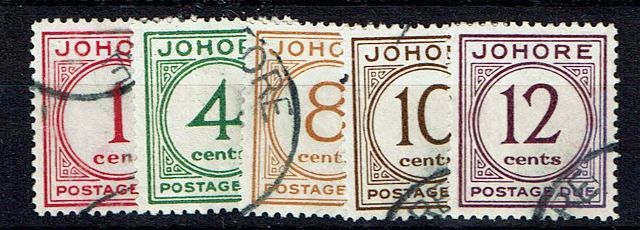 Image of Malayan States ~ Johore SG D1/5 FU British Commonwealth Stamp